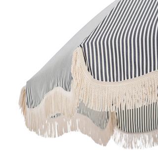 Patio Umbrella - Lauren's Navy Stripe + Clamshell Base