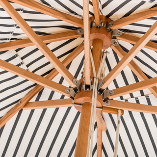 Market Umbrella - Monaco Black Stripe + Clamshell Base