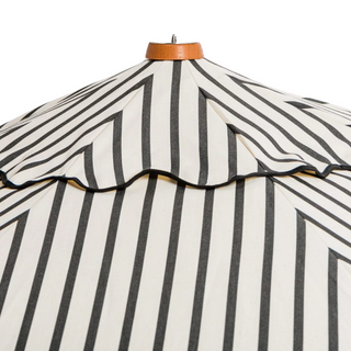 Market Umbrella - Monaco Black Stripe + Clamshell Base