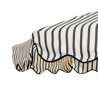Market Umbrella - Monaco Black Stripe + Clamshell Base