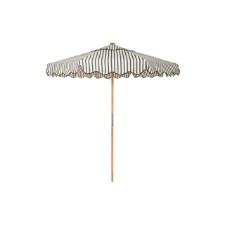 Market Umbrella - Monaco Black Stripe + Clamshell Base