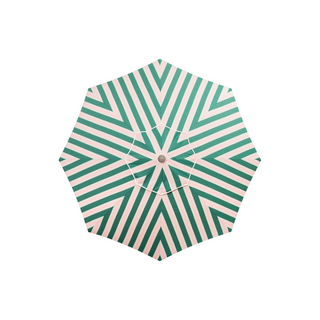 Market Umbrella - Bistro Green Stripe + Clamshell Base