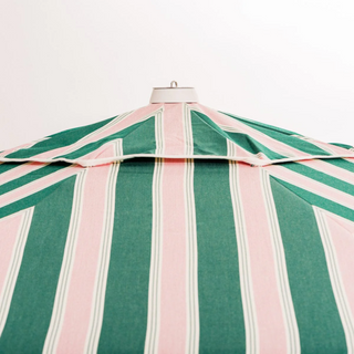 Market Umbrella - Bistro Green Stripe + Clamshell Base