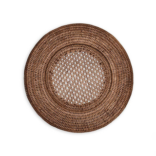 Rattan Round Plate Charger in Dark Natural