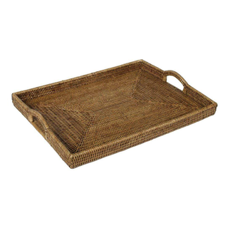 Rattan Rectangular Tray in Dark Natural
