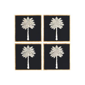 
                  
                    Load image into Gallery viewer, Grand Palms Square Lacquer Coaster in Holder Set of 4
                  
                