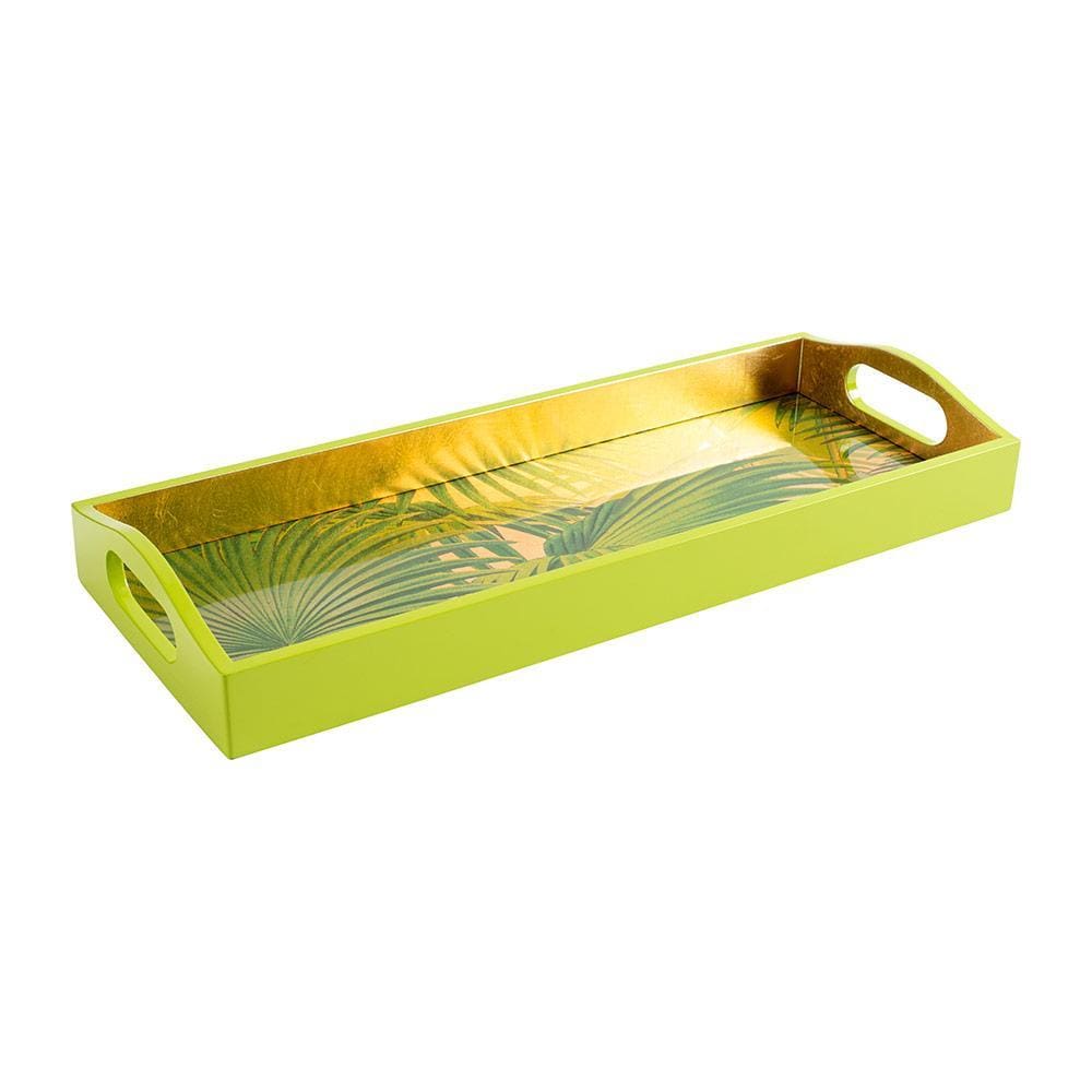 Palm Fronds Lacquer Bar Tray in Gold