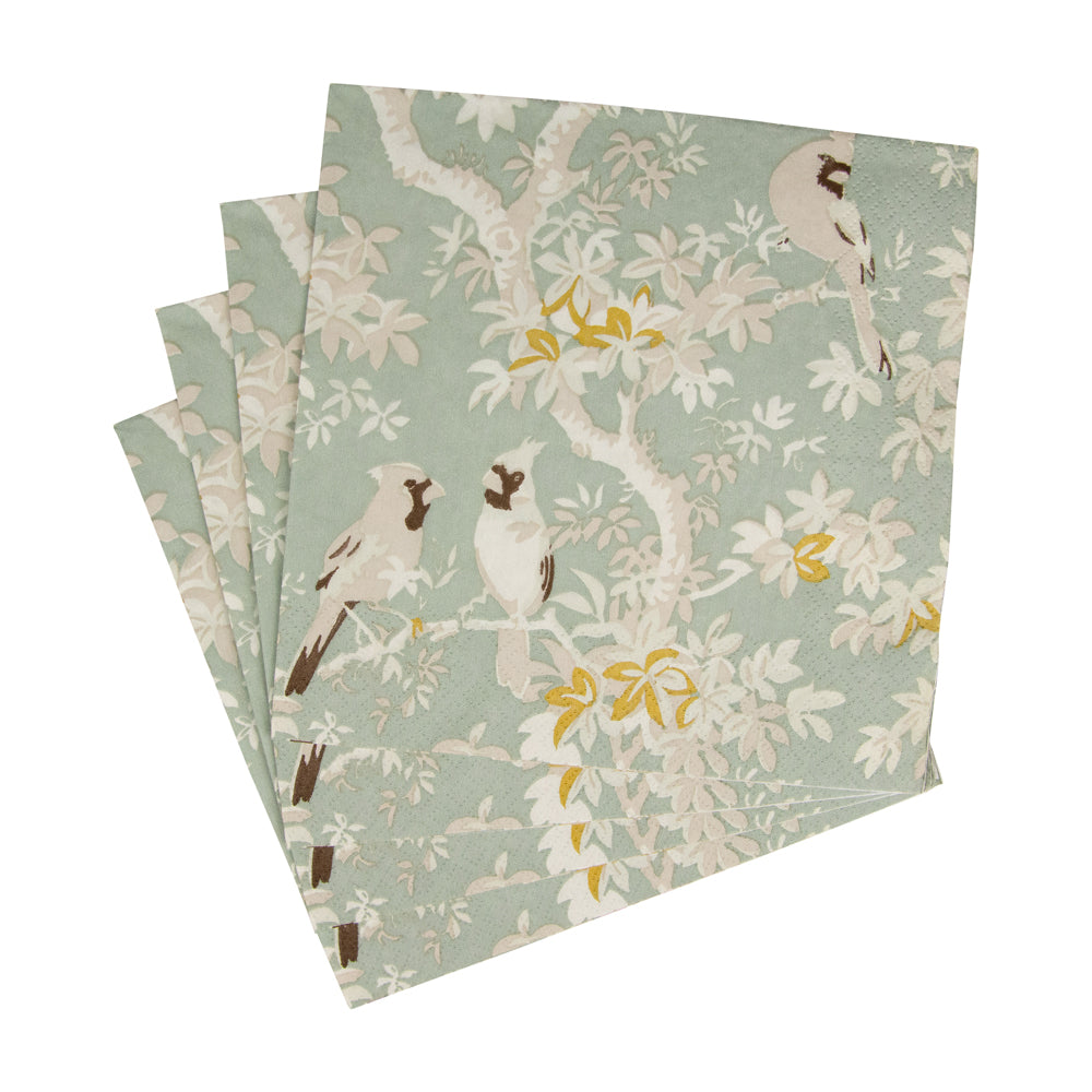 Scenic Songbirds Celadon Paper Napkins