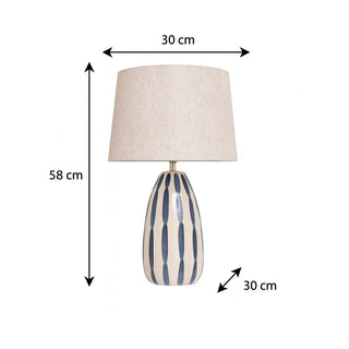 Indigo and Cream Hand Painted Table Lamp