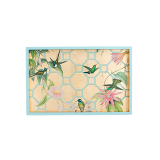Hummingbird Trellis Lacquer Vanity Tray in Gold