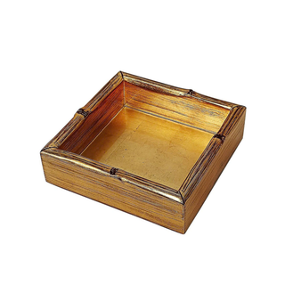 Gold Leaf Bamboo Edge Lacquer Napkin Holder (Cocktail)