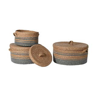 Set of 3 Squat Lidded Baskets