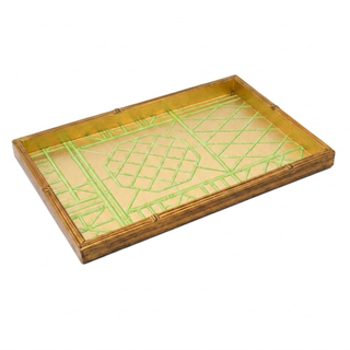 Bamboo Moss Green Bamboo Edge Lacquer Large Tray