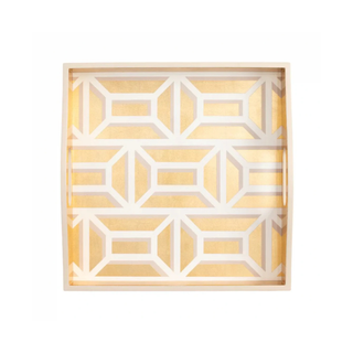 White/Gold Garden Lacquer Square Tray