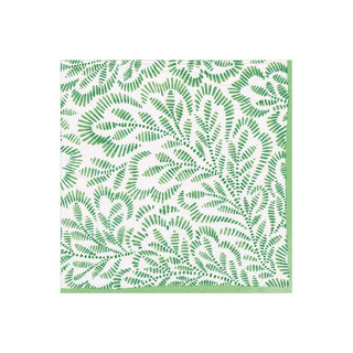 Green Block Print Leaves Luncheon Napkins
