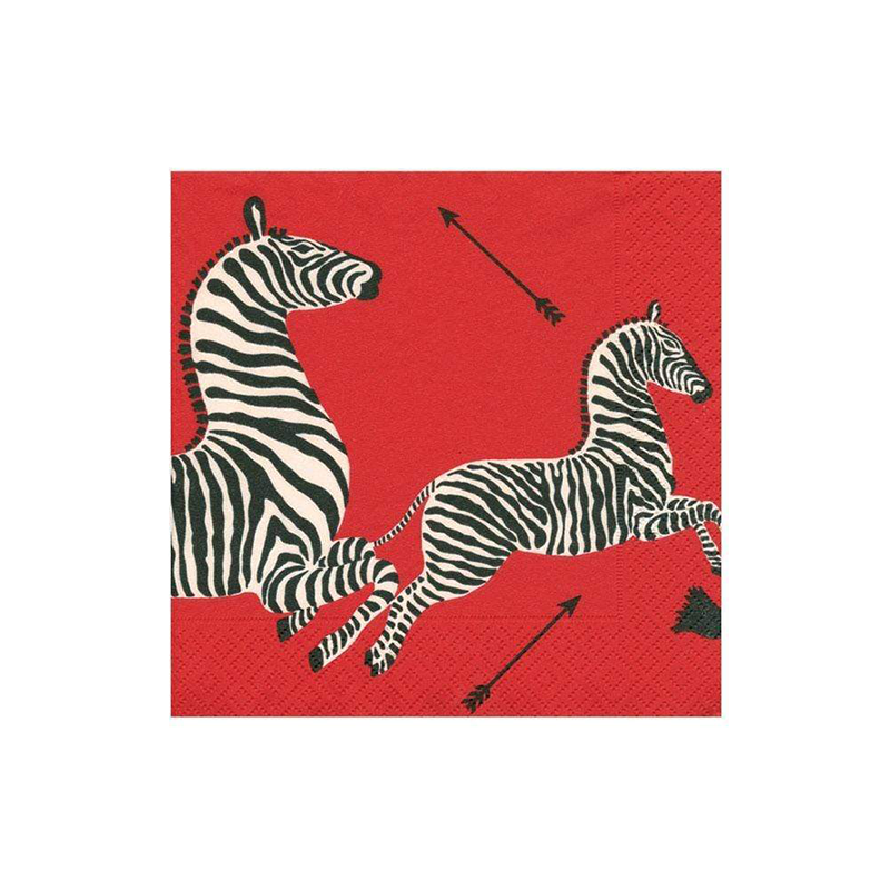 
                  
                    Load image into Gallery viewer, Zebras Paper Cocktail Napkins in Red 20pcs
                  
                