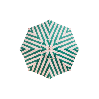 Beach Club Umbrella - Bistro Green Stripe + Clamshell Base