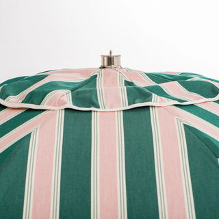 Beach Club Umbrella - Bistro Green Stripe + Clamshell Base
