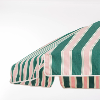 Beach Club Umbrella - Bistro Green Stripe + Clamshell Base