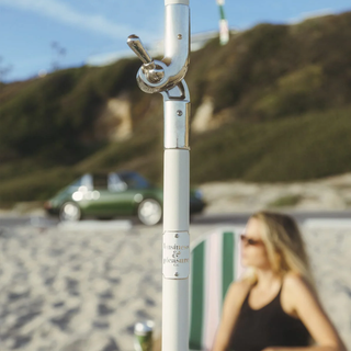 Beach Club Umbrella - Bistro Green Stripe + Clamshell Base