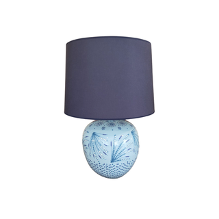 Handpainted Plump Tulip Table Lamp Light Blue/Navy