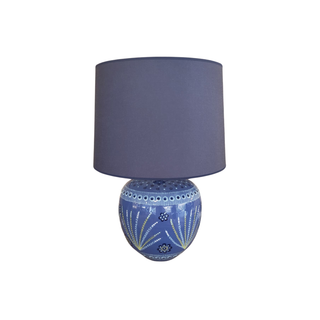 Handpainted Plump Tulip Table Lamp Blue/Navy