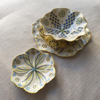 Tulip Dinner Set Saffron + Blue (for 6)