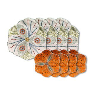 Tulip Dinner Set Mandarin + Jade (for 6)