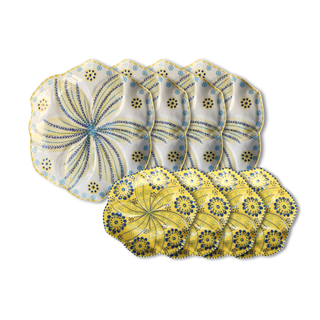 Tulip Dinner Set Saffron + Blue (for 6)