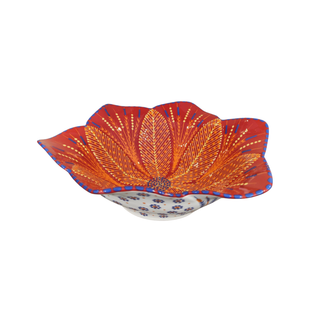 Handpainted Tulip Salad Bowl Large Red
