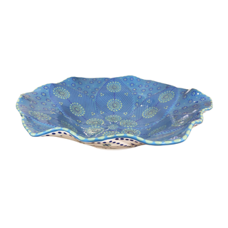 Handpainted Tulip Salad Bowl Extra Large Blue