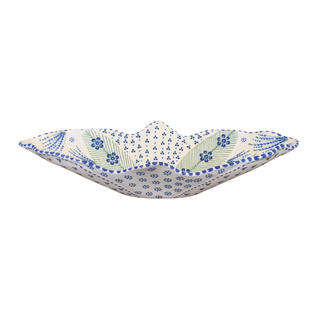 Handpainted Lily Boat Platter White/Blue