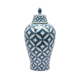 Blue Geometric Pattern Ginger Jar