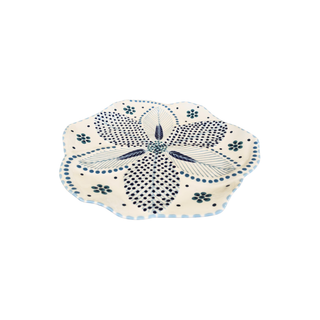 Handpainted Tulip Dinner Plate White/Blue