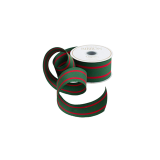 Green and Red Striped Wired Ribbon