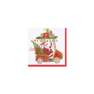 Santa's Golf Cart Cocktail Paper Napkins
