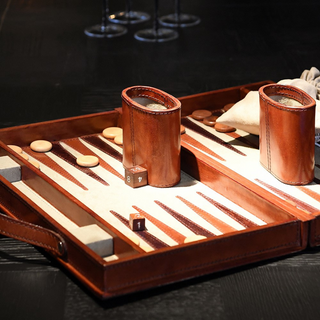 Backgammon Set in Leather Case