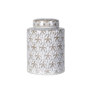 Small Palm Tree Lidded Jar