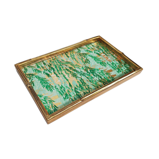 Green Willows Bamboo Edge Lacquer Vanity Tray