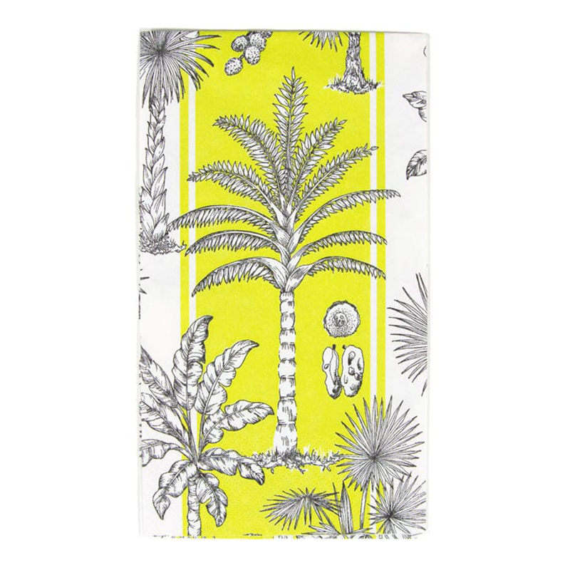 Southern Palms Green & White Guest Towel Napkins 15pcs