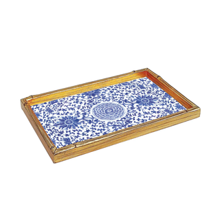 Indigo Garden Bamboo Edge Lacquer Vanity Tray