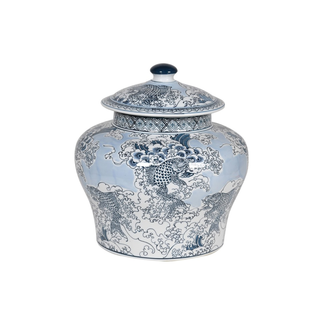 Blue and White Chinese Carp Lidded Jar
