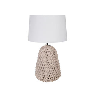 White Jute Table Lamp with Cotton Shade