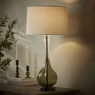 Faded Green Glass Table Lamp
