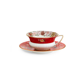 Crimson Orient Teacup & Saucer