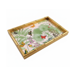 Paradise Garden Bamboo Edge Lacquer Vanity Tray