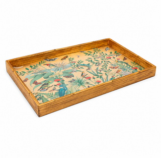 Golden Aviary Bamboo Edge Lacquer Large Tray