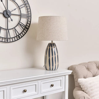 Indigo and Cream Hand Painted Table Lamp