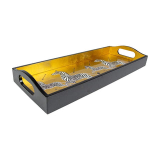 Gold Zebras Lacquer Bar Tray