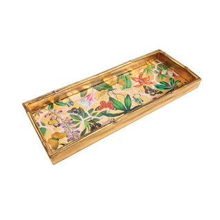 Bamboo Kaleidoscope Gold Bamboo Edge Lacquer Bar Tray